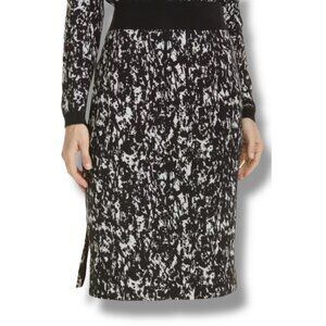 Boss Emkara Black White Print Knit Pencil skirt Professional Stretch